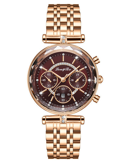 Waterproof Casual Three-eye Women's Watch