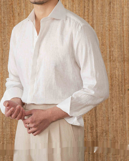 Linen All-matching Solid Color Long Sleeve Shirt