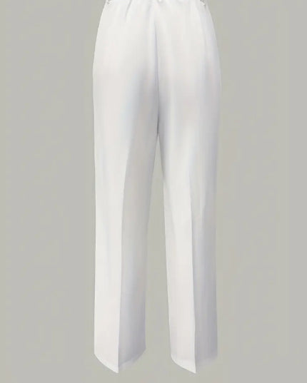 Women's White Minimalist Pants Made Of Polyester