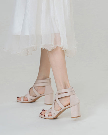 Chunky Heel Rhinestone Rome Classy High Heels