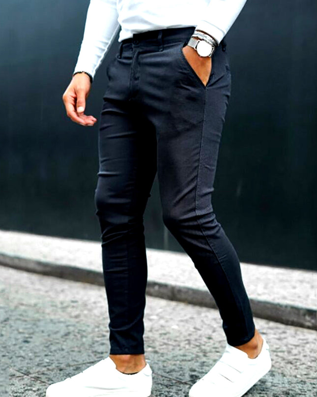 Spring And Autumn Slim Fit Men's Business Casual Pants Long Pants 3D Plaid