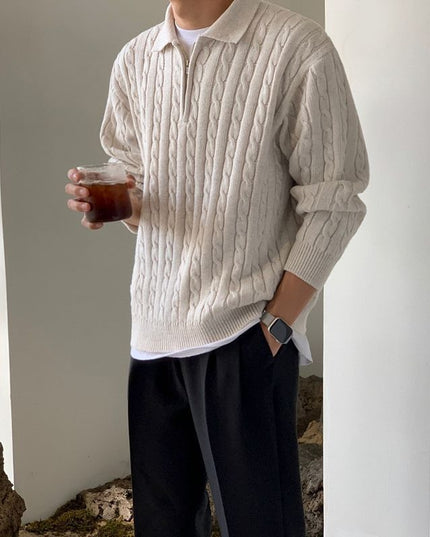 Niche Design Lapel Pullover Men