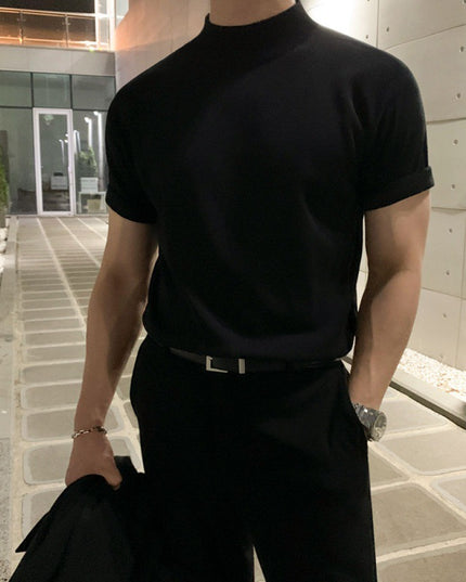 Half Turtleneck Knitted T-shirt