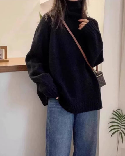 Women's Turtleneck Sweater Loose Thick Curling Pile Collar Idle Style