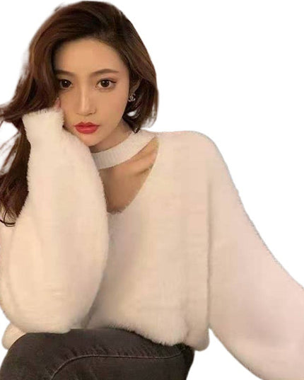Autumn Winter Red Sweater For Women Loose Outer Wear