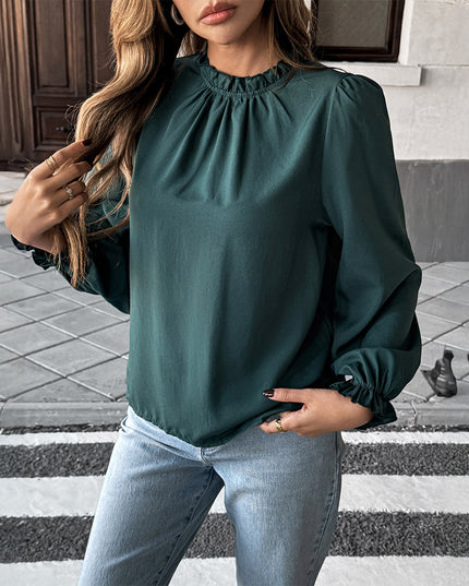 European And American Leisure Simple Style Long Sleeve Solid Color Stringy Selvedge Shirt