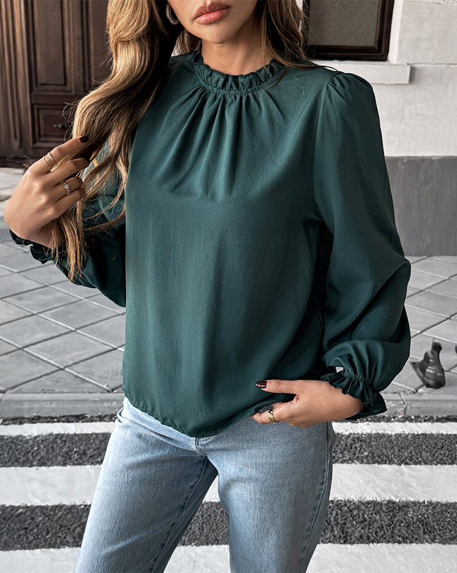 European And American Leisure Simple Style Long Sleeve Solid Color Stringy Selvedge Shirt