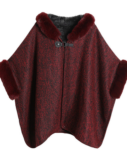 New Faux Fur British Temperament European And American Women's Hoodie Shawl Jacket