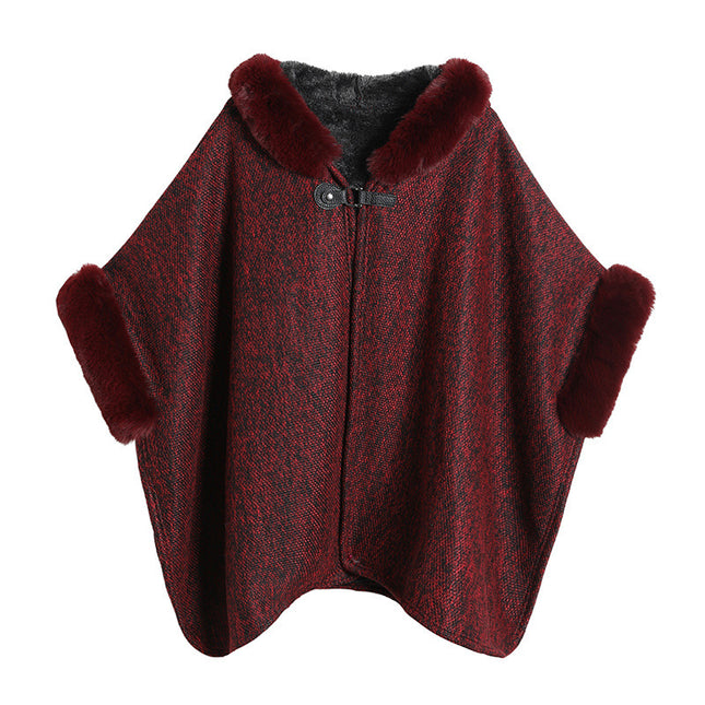 New Faux Fur British Temperament European And American Women's Hoodie Shawl Jacket