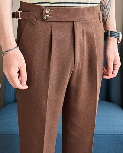 Cotton And Linen Texture Fabric Casual Suit Pants