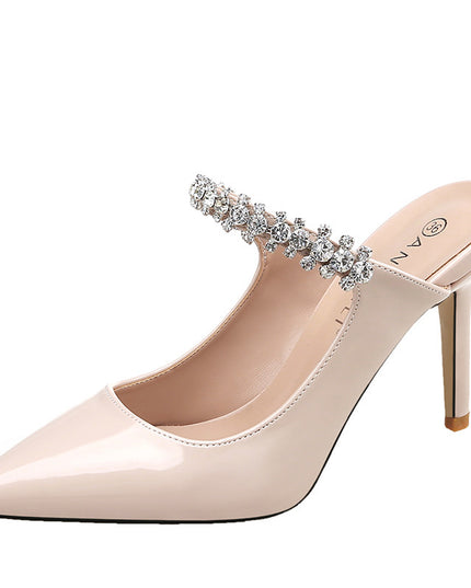 European And American New Pointed Rhinestone High Heels Sexy Back Space