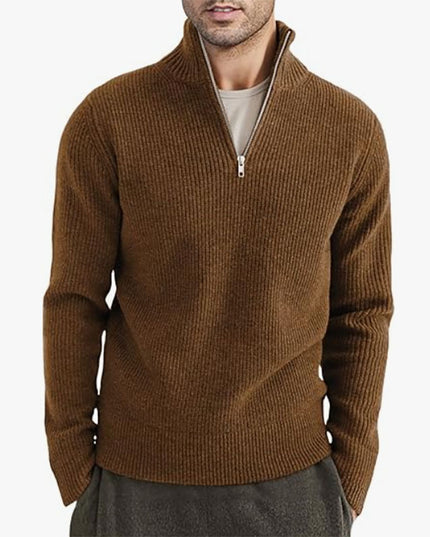 Men's Thickened Half-height Zip Collar Warm Sweater Coat