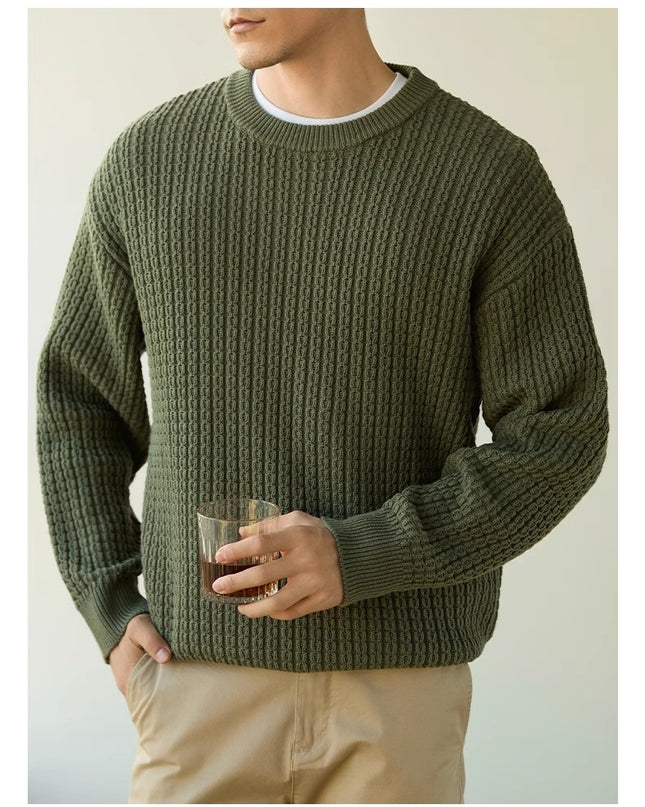 High-end Long Sleeve Loose Round Neck Men's Knitwear