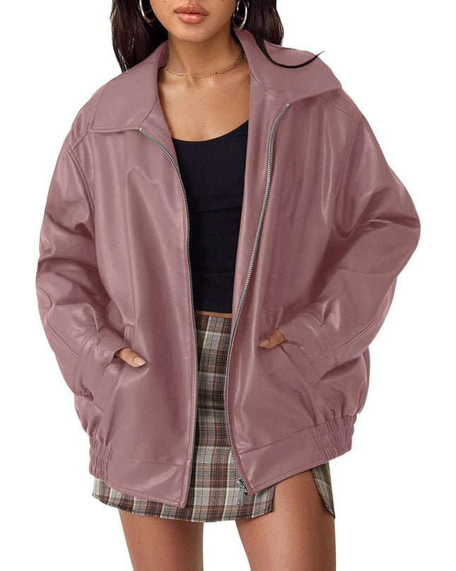 Women's Oversized Biker's Leather Jacket Fall Winter Fashion