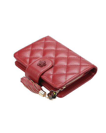 Women's Mid-length Wallet Simple Rhombus Large-capacity Three-fold Change Wallet