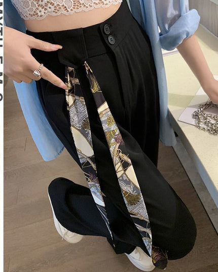 High Waist Narrow Version Ice Silk Wide-leg Pants Drape