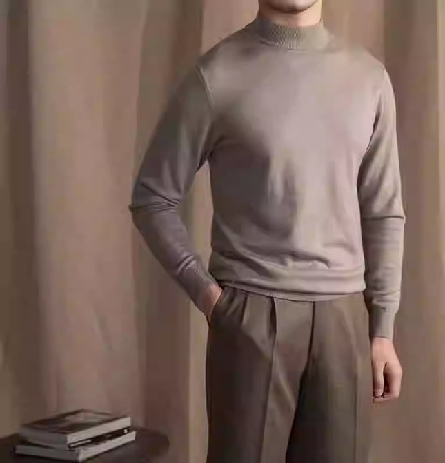 Soft Glutinous Skin-friendly Wool Mock Neck Sweater Gentleman