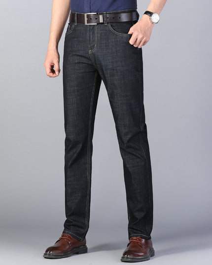 Four Seasons Jeans Men's Cotton Mid-waist Thin Stretch Black