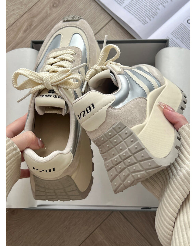 Versatile Platform Thick Bottom Shoes Retro Women's Dad Shoes