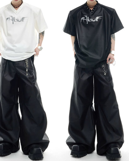 Niche Streamer Texture Deconstruction Split Stitching Short Sleeve