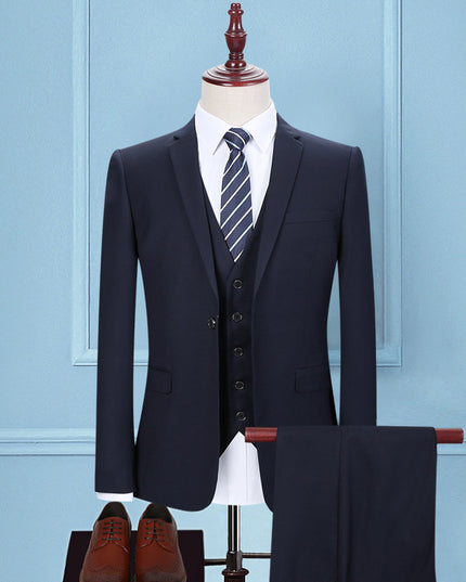 Dark Green Suit Suit Men's Three-piece Suit Korean Slim Suit Business