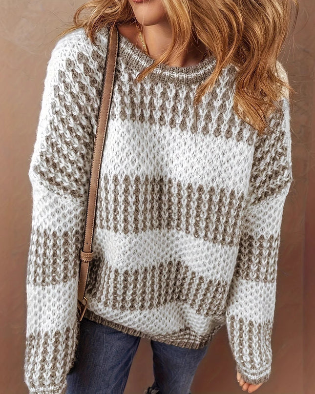 Women's Loose And Versatile Thick Striped Sweater Knitted Sweater