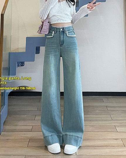 Women's Lace-trim Wide-leg Jeans