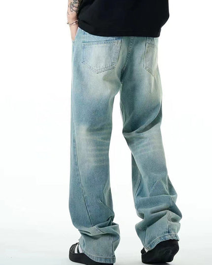 Washed Distressed Casual Jeans Straight Loose Thin Simple