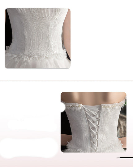 Short Front And Back Length Small Trailing Wedding Dress