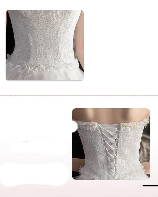 Short Front And Back Length Small Trailing Wedding Dress