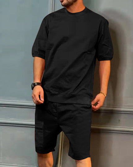 Men's Workwear Multi-pocket Shorts Tracksuit