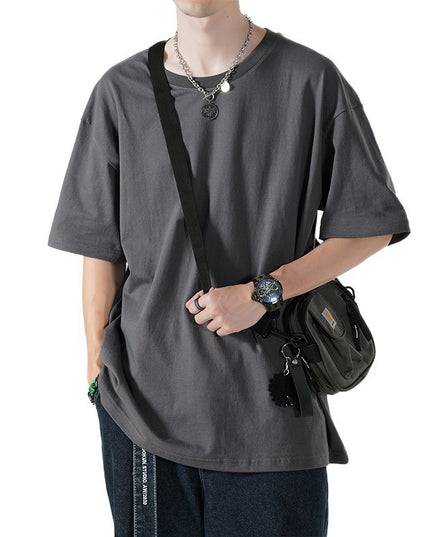 Autumn Men's Short-sleeved T-shirt Cotton Round Neck