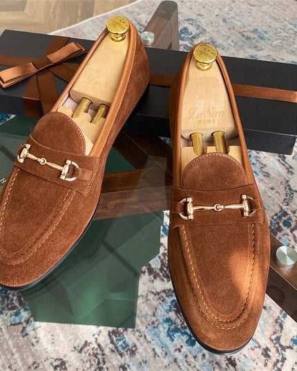 Soft Structure Suede Horsebit Slip On Shoes For Men