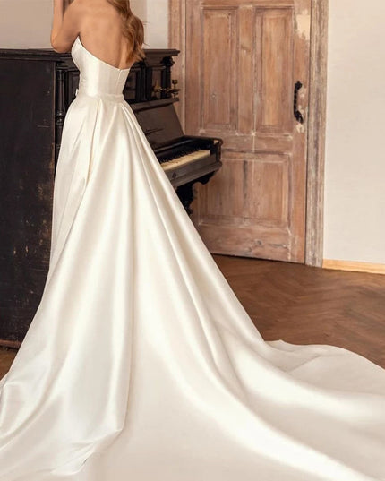 Satin Sheath Sexy Backless High Waist Slimming Trailing Two-way Detachable