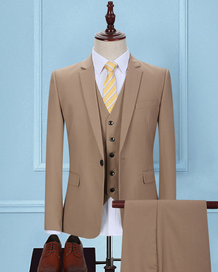 Dark Green Suit Suit Men's Three-piece Suit Korean Slim Suit Business