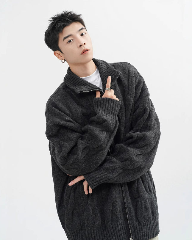 Retro Twist Cardigan Sweater For Men
