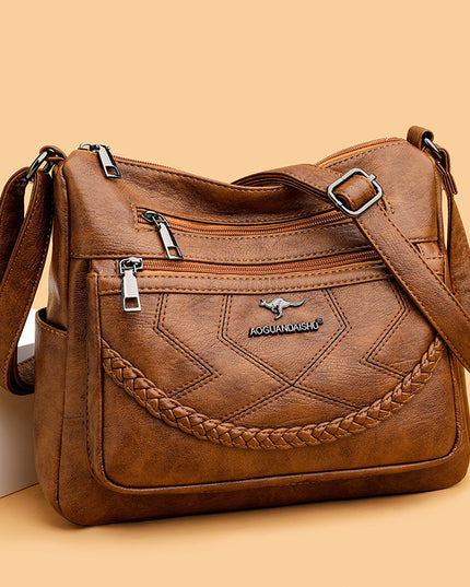 Fashion Shoulder Bag Soft Leather Middle-aged Women's Large Capacity