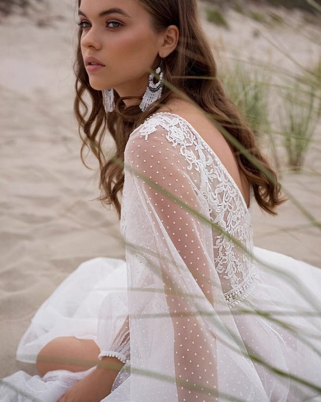 Wish Mesh Split New Light Women's Wedding Dress