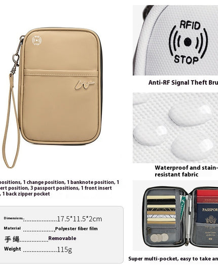 Travel Storage Travel Portable RFID Anti-theft Swiping Passport Case Document Package