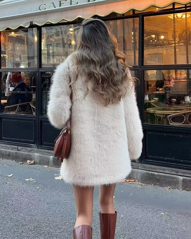 Loose Fashion Mid-length Fur Overcoat Coat