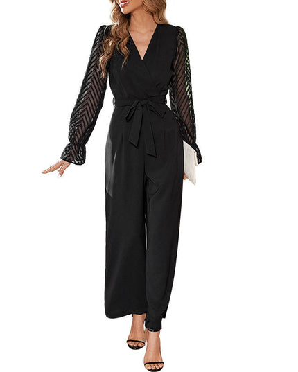 Women's Black Slim-fit European And American Jumpsuit