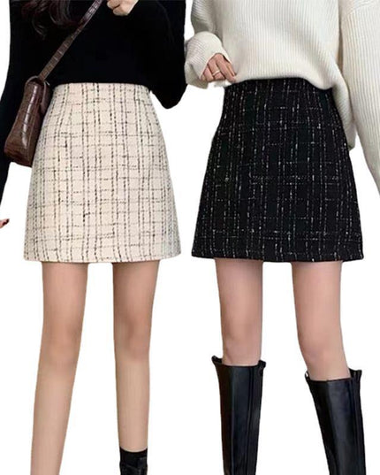 High Waist Fat Cover Classic Style Plaid Retro Skirt