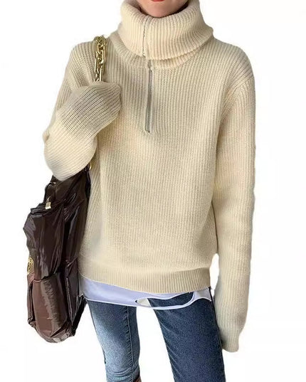 Women's Dacron Zipper Sweater Sweater Loose Outer Wear Bottoming Shirt