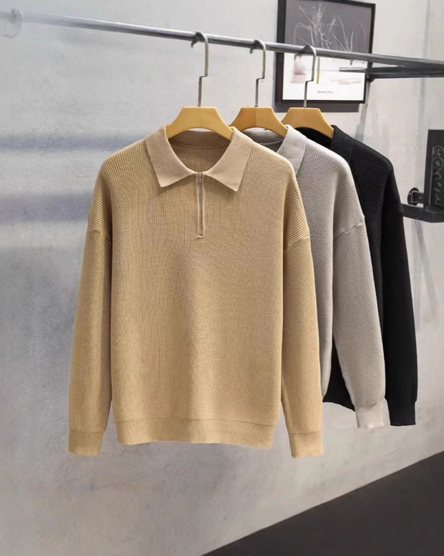 Polo Collar Slim Fit All-matching Base Sweater
