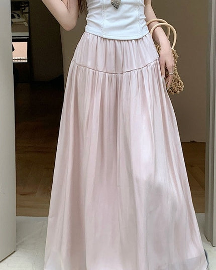 High Waist Slimming Draping Large Swing Skirt