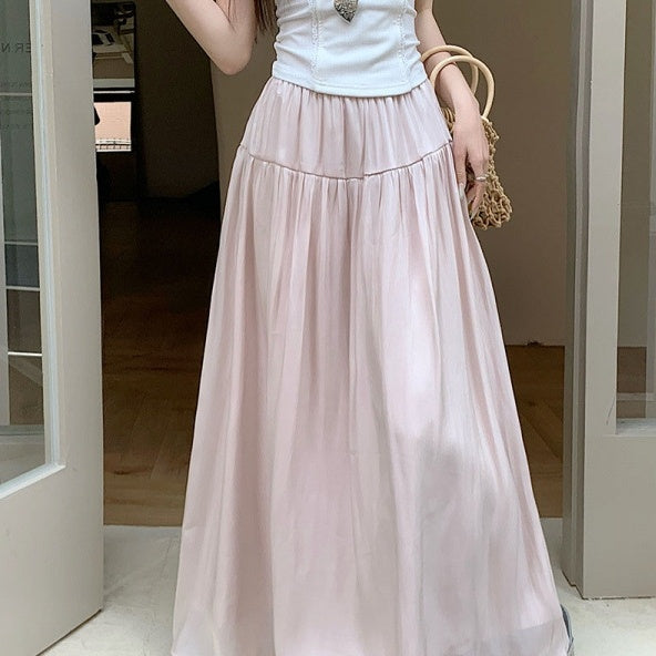 High Waist Slimming Draping Large Swing Skirt
