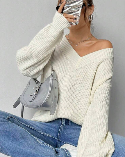 Fashion Casual Women's Loose V-neck Sweater
