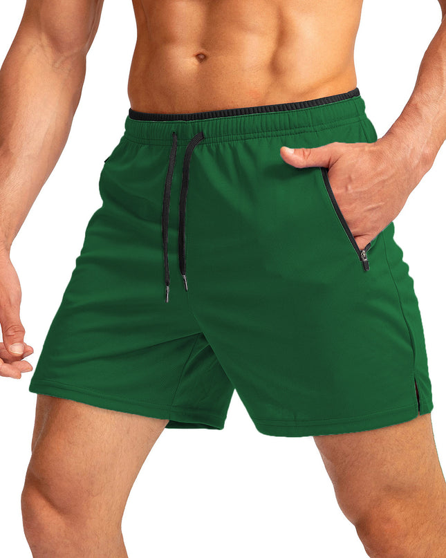 Men's Running Short Belt Zipper Pocket Quick-drying Gym Exercise Lightweight