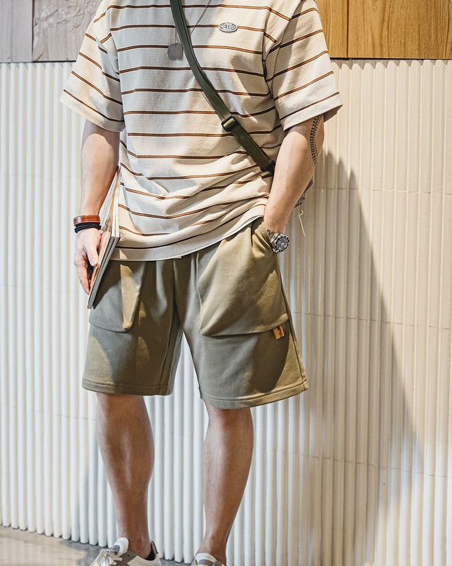 Men's Retro Fine Striped Contrasting Short Sleeved Shirt