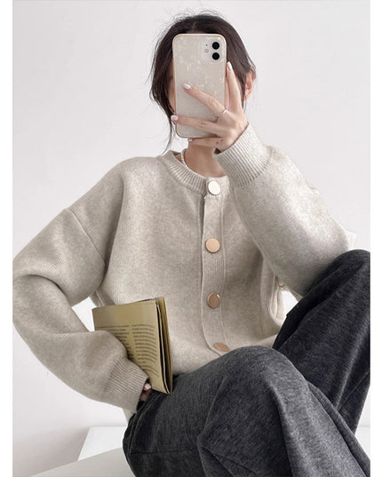 Button Knitted Cardigan Women's Sweater Korean Style Loose Soft Glutinous